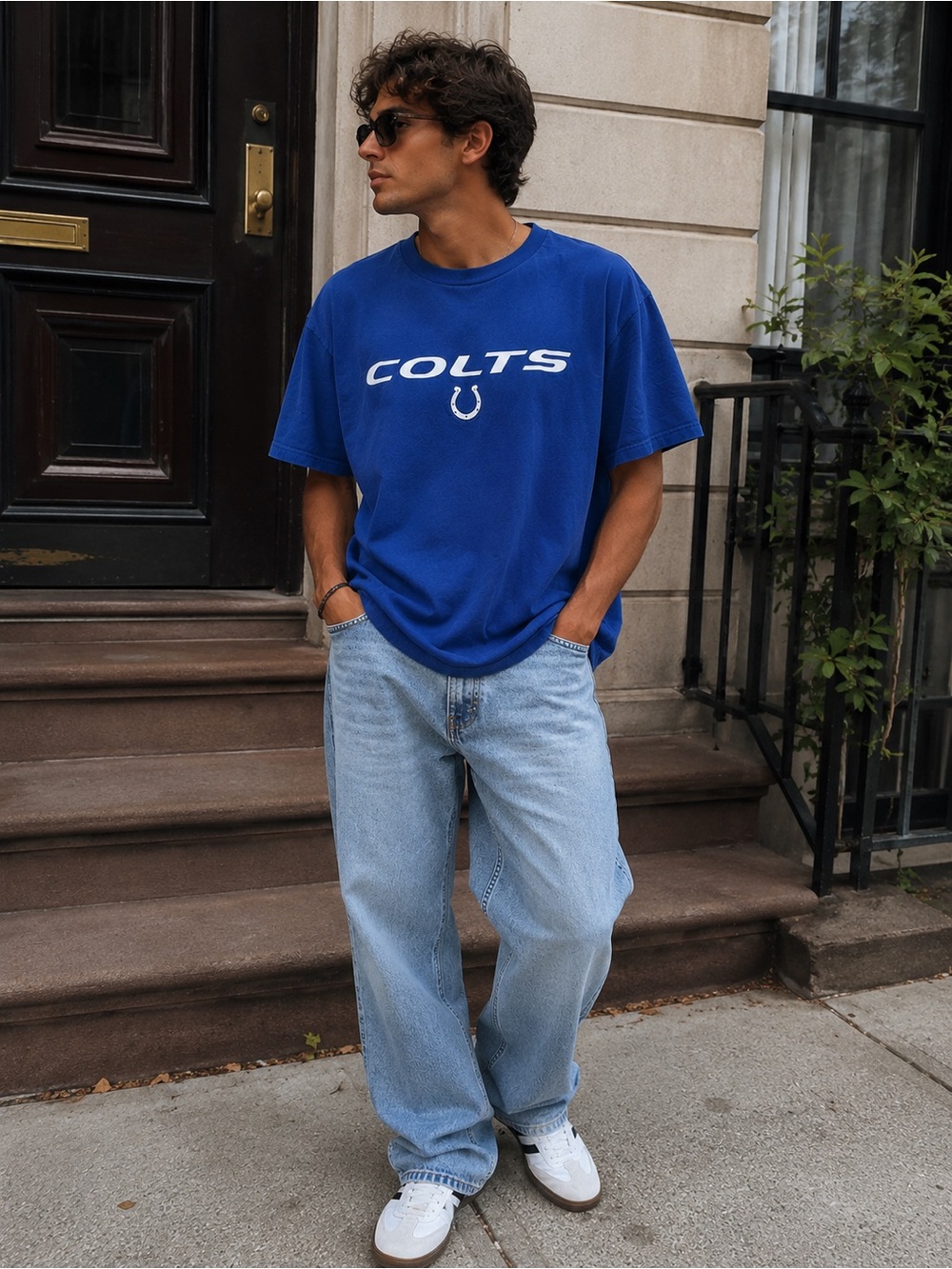 Peyton Manning Era Indianapolis Colts Y2K NFL Appliqué Logo Blue T Shirt L